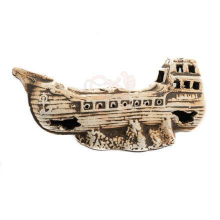 Keramický vrak staré lodi (28 x 12 x 10 cm) » Krevetkárium