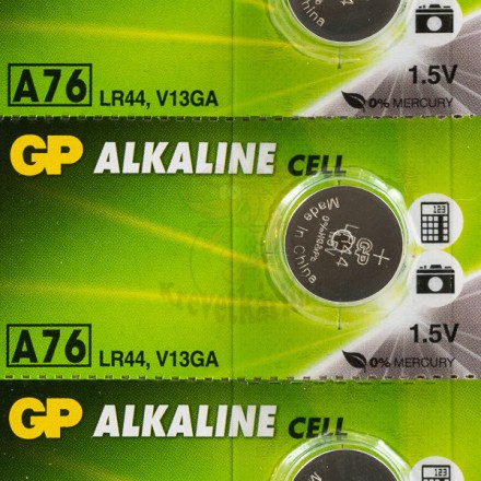 Alkalická knoflíková baterie GP A76F (LR44) 1 ks